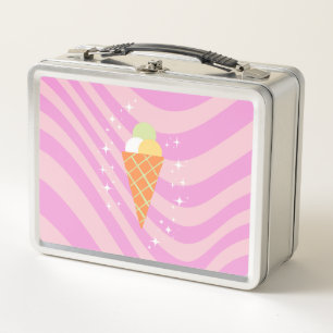 Rosa Eiscreme, Eiscreme, Preppy, Preppy Art Metall Brotdose