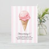 Rosa Eiscreme-Geburtstag | Bearbeitbare Sommer Einladung (Stehend Vorderseite)