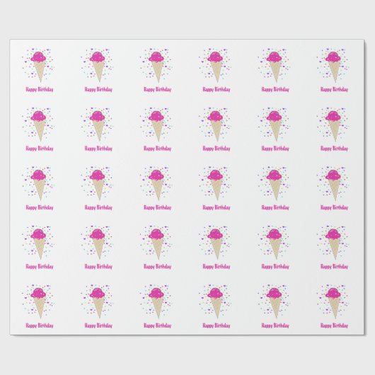 Rosa Eiscreme Geschenkpapier (Flach)
