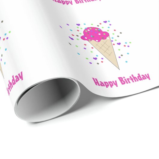 Rosa Eiscreme Geschenkpapier (Rolleneckpunkt)