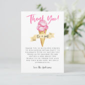 Rosa-Eiscreme-Girl-Gender-Party Dankeskarte (Stehend Vorderseite)