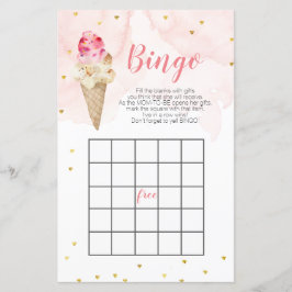 Rosa Eiscreme Gold Glitzer Babydusche Bingo Game