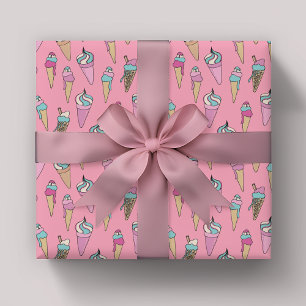 Rosa Eiscreme-Kegel-Geschenkmuster Geschenkpapier