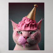 Rosa Eiscreme King Cat Wall Art Collage Poster (Vorne)