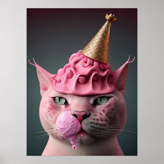 Rosa Eiscreme King Cat Wall Art Collage Poster (Vorne)