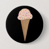 Rosa Eiscreme Kone Farbige Stifte Kunst Button (Vorderseite)