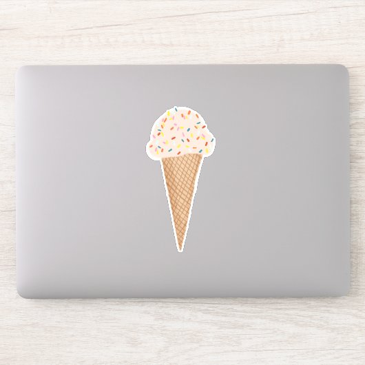 Rosa Eiscreme Kone mit Sprinkles Illustration Aufkleber (Computer)