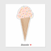 Rosa Eiscreme Kone mit Sprinkles Illustration Aufkleber (Blatt)