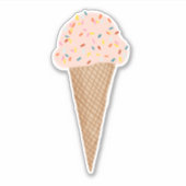 Rosa Eiscreme Kone mit Sprinkles Illustration Aufkleber (Vorderseite)