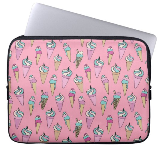 Rosa Eiscreme-Kronmuster Laptopschutzhülle (Vorderseite)