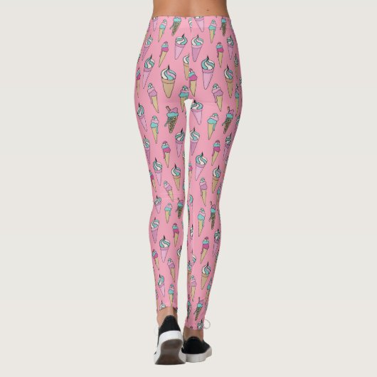 Rosa Eiscreme-Kronmuster Leggings (Rückseite)