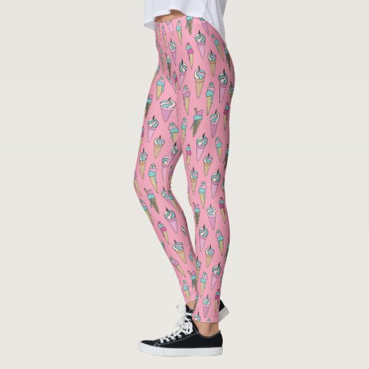 Rosa Eiscreme-Kronmuster Leggings (Links)