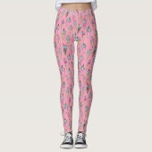 Rosa Eiscreme-Kronmuster Leggings (Vorderseite)