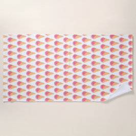 Rosa Eiscreme-Kronmuster Niedlich Strandtuch