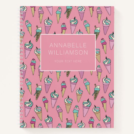 Rosa Eiscreme-Kronmuster Notizblock (Vorderseite)