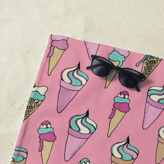 Rosa Eiscreme-Kronmuster Strandtuch (Beispiel)