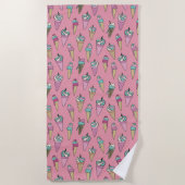Rosa Eiscreme-Kronmuster Strandtuch (Vorderseite)