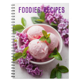 Rosa Eiscreme mit Lilac Blume Feinschmecker Rezept Notizblock