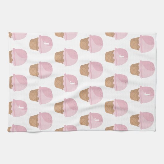 Rosa Eiscreme Muster Mit Monogramm Küchentücher (Horizontal)