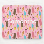 Rosa Eiscreme-Muster nach Maß Mousepad (Vorne)