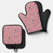Rosa Eiscreme Ofenhandschuh & Topflappen-Set (Vorderseite/Rückseite)