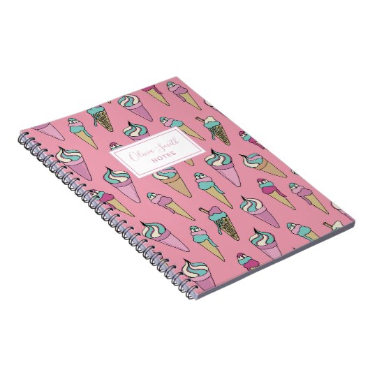 Rosa Eiscreme Personalisiert Notizblock (Rechte Seite)