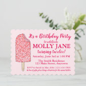 Rosa Eiscreme Popsicle Geburtstagsdusche Einladung (Stehend Vorderseite)