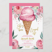 Rosa Eiscreme Sie wurde ins Brautparty geschossen Einladung (Vorne/Hinten)