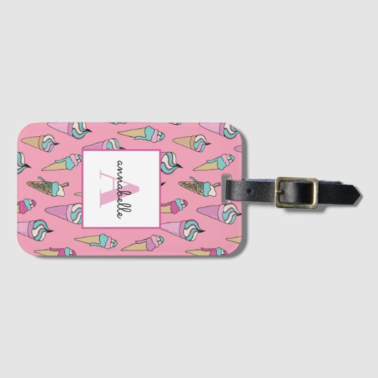 Rosa Eiscreme Sommer Kone Gepäckanhänger (Vorderseite (Horizontal))