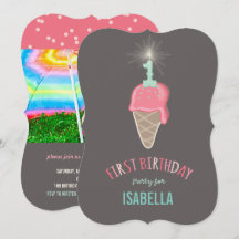 Rosa Eiscreme Sparkler Girl 1. Geburtstag Party