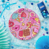 Rosa Eiscreme-Süßigkeiten Pappteller (Party)
