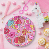 Rosa Eiscreme-Süßigkeiten Pappteller (Party)