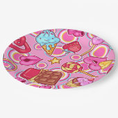 Rosa Eiscreme-Süßigkeiten Pappteller (Schrägansicht)