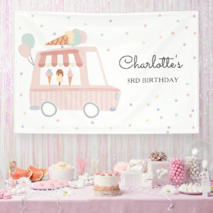 Rosa Eiscreme Truck Geburtstagsparty Dekoration Wi Banner