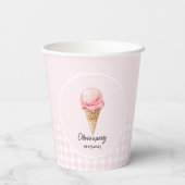 Rosa Eiscreme-Tüten-Geburtstagsfeier Pappbecher (Rückseite)