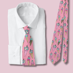 Rosa Eiscreme-Tüten-Muster Krawatte