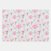 Rosa Eiscreme und Blume Geschenkpapier Set (Vorderseite)