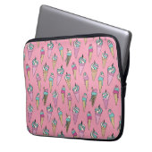 Rosa Eiscreme-Waffelmuster Laptopschutzhülle (Vorderseite Links)