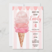 Rosa Eiscreme zum Geburtstag einladen - jedes Alte Einladung (Vorderseite)