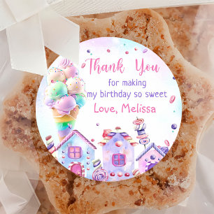 Rosa Eiscreme zum Geburtstag Klassischer Rundaufkl Runder Aufkleber