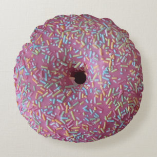 Rosa eisfarbene Donuts rundes Kissen