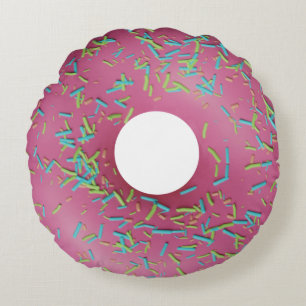 Rosa eisfarbener Donut rundes Kissen
