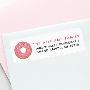 Rosa eisgefrorener Donut mit Sprinklen-Rücksendead