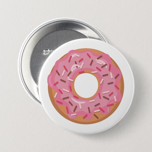 Rosa eiskalte Donut mit Sprinklen Button (Vorne & Hinten)