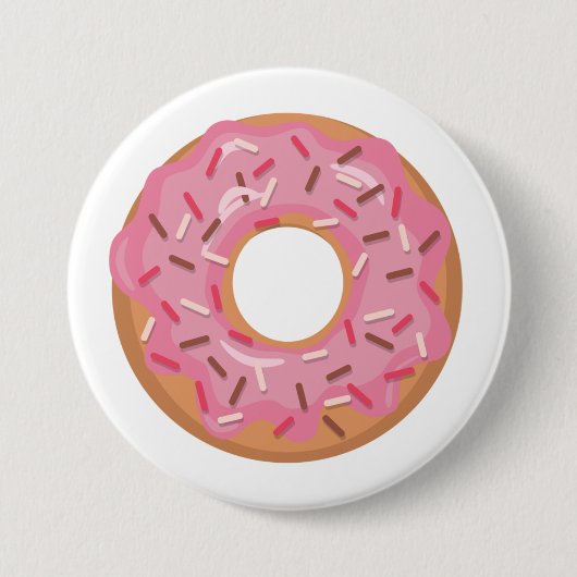 Rosa eiskalte Donut mit Sprinklen Button (Vorderseite)
