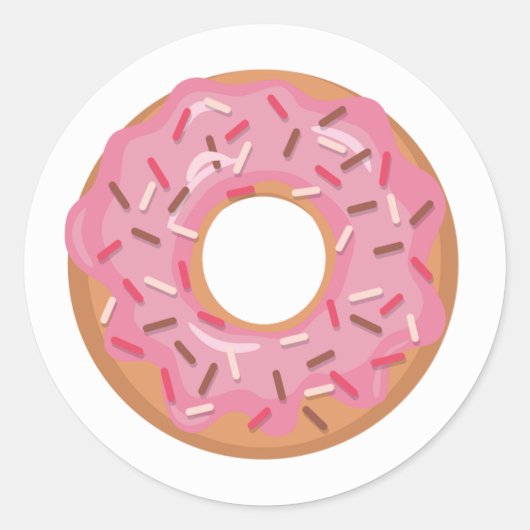 Rosa eiskalte Donut mit Sprinklen Runder Aufkleber (Vorderseite)