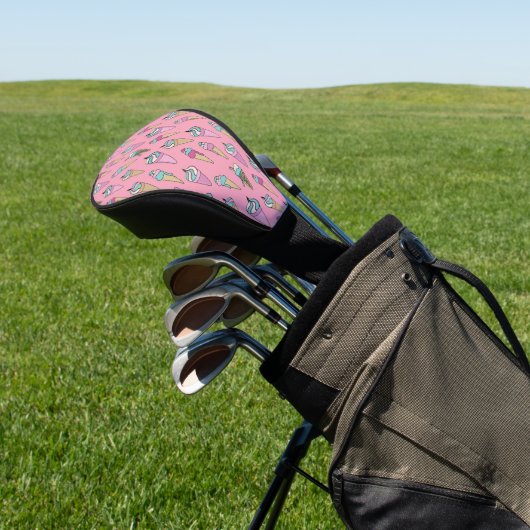Rosa Eiskremmuster Golf Headcover (In SItu)
