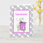 Rosa Eisschale mit Champagner Karte (Gelbe Blume)