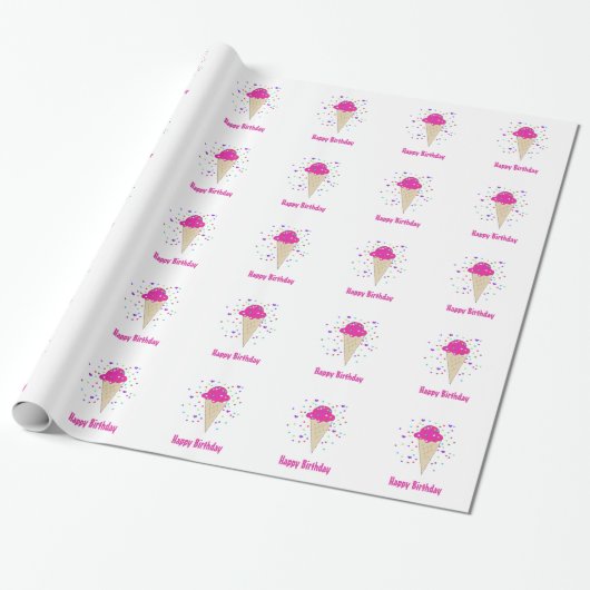 Rosa Eistüten Geschenkpapier (Ungerollt)