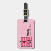 Rosa Elche mit Letter M Strick Druck für Mädchen Gepäckanhänger (Vorderseite vertikal)